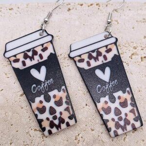 Cute Coffee Latte Dangle Earrings